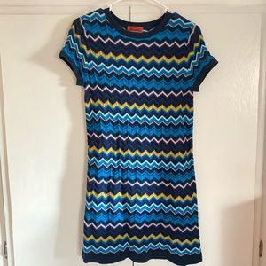 Missoni For Target Sweater Dress Blue Yellow Chevron Knit Womens Small